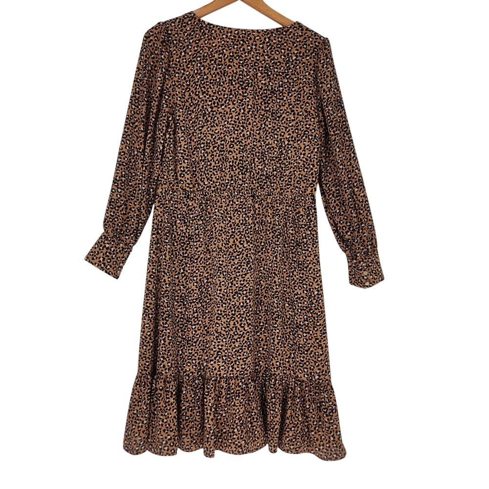 Talbots Leopard Print Ruffle Hem Dress Brown Black 10P - Picture 11 of 11